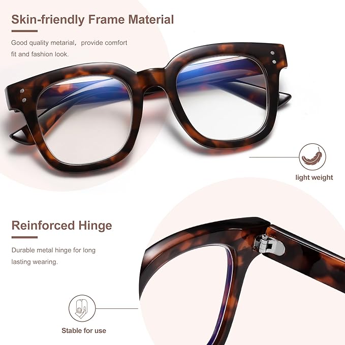 Madison Avenue Oversized Blue Light Blocking Glasses for Women Fashion Blue Light Blockers Anti Eyestrain & UV Protection Computer Eyeglasses (Dark Tortoiseshell)