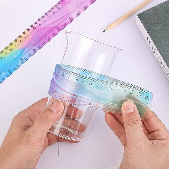 Grevosea 2-Piece Flexible Ruler, 30cm/12inch Plastic Straight Edge Ruler, Soft Bendable for School, Classroom, Office, Kids & Adults