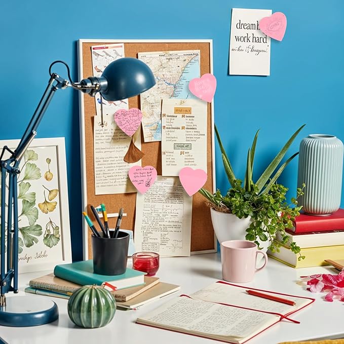 150 Sheets Heart Shaped Transparent Sticky Notes Waterproof Heart Sticky Notes 2.8'' Self-Stick Book Tabs PET Markers Sticky Notes Pad for Office School Home(3 Pack)