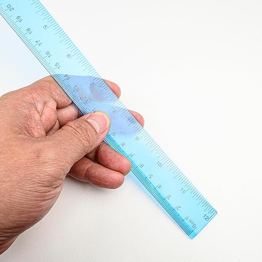 5 Pieces Transparent Blue Plastic Ruler, 12 inch (30cm) Ruler, Pack of 5, Clear Ruler, Plastic Ruler, Rulers for Kids, Measuring Tools, Ruler Set, Ruler inches and Centimeters (Blue)