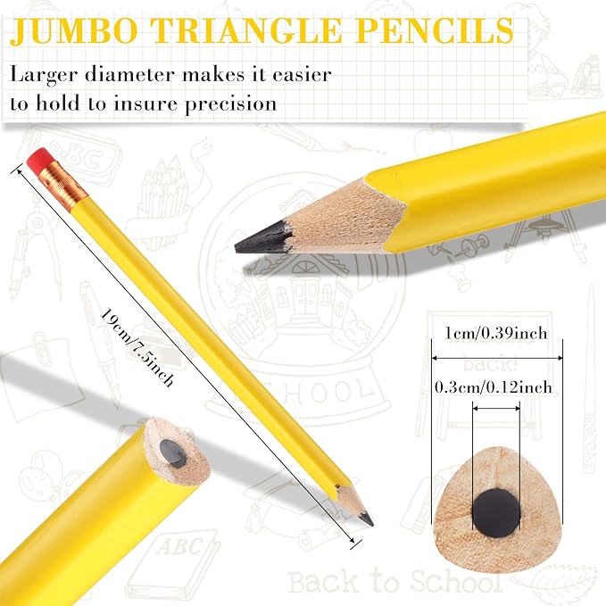 Fainne 48 Pack Jumbo Round Pencils, Wooden Fat Pencil with Black Core Bulk for Carpenters Workers Woodworkers Framers Beginners Students Teachers DIY Project(Yellow)