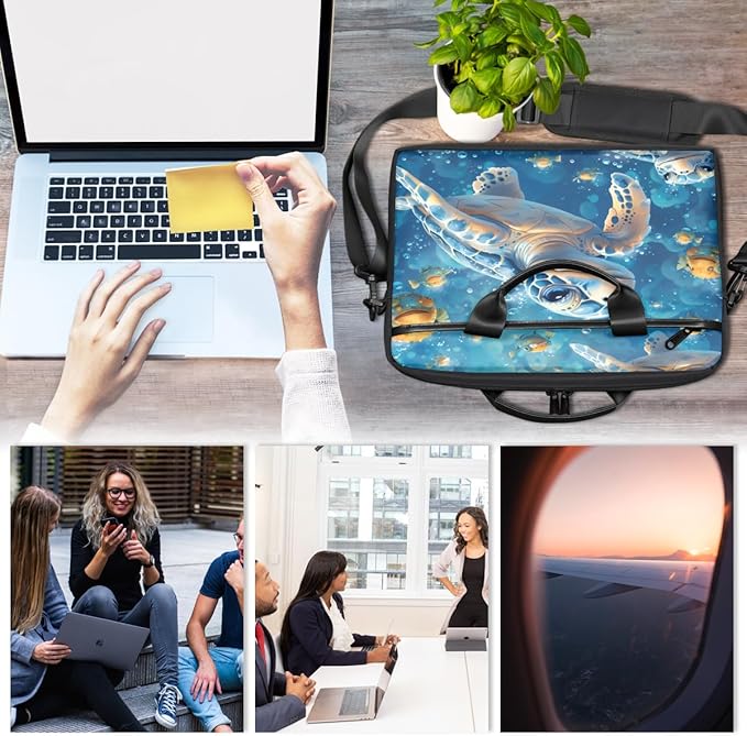 Ocean Turtle Laptop Sleeve Case for 13-15 inch Computer Bag Protective Laptop Handle Bag for Women Men