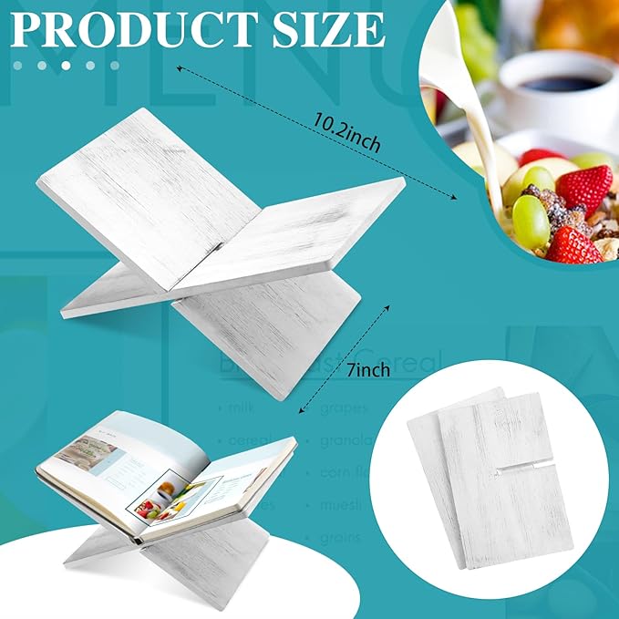 Geetery Book Stand Book Holder for Display Reading Textbook Holder Open Display Stand for Open and Closed, Cookbook, Magazines, Textbooks, Recipe(White)