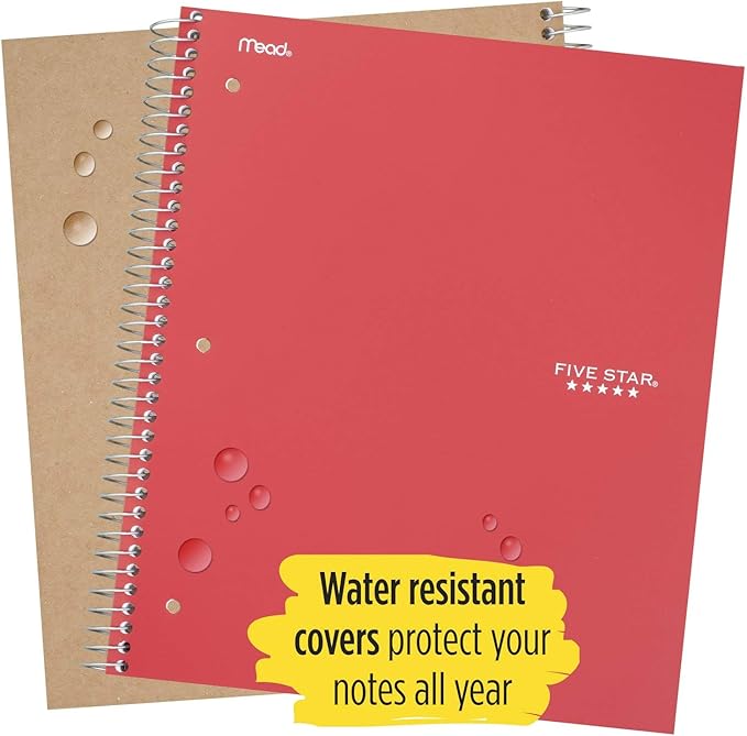 Five Star Spiral Notebooks, 1 Subject, College Ruled Paper, 100 Sheets, 11" x 8-1/2", Color Selected For You, 1 Count (06206)