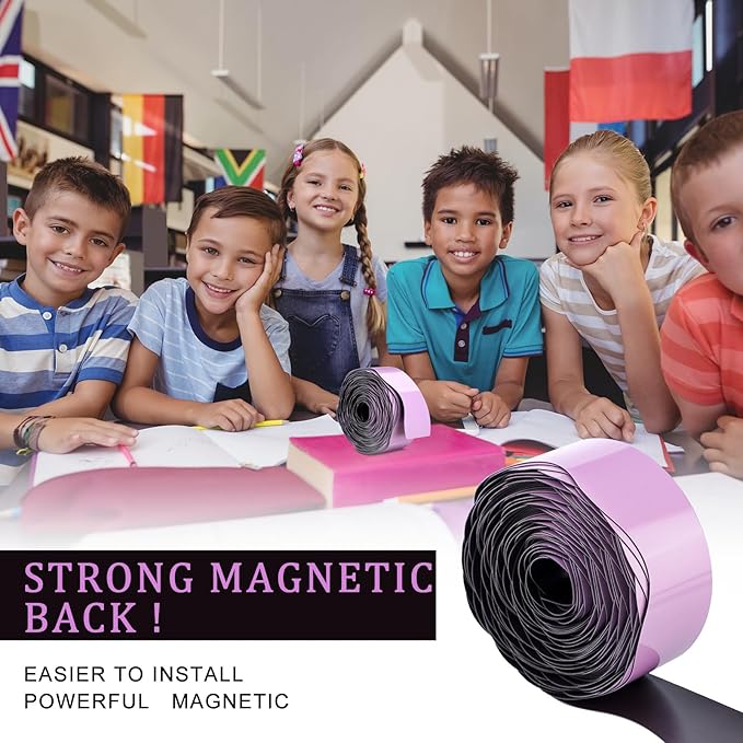 Tellegloww 36 ft Scalloped Magnetic Border Magnetic Border for Whiteboard Magnetic Bulletin Board Borders Reusable Rolled Borders Trim for Office Chalkboard(Solid Color,Purple)