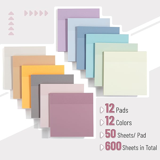 Mr. Pen- Transparent Sticky Notes, 3" x 3", 12 Pads, 600 Sheets, See Through Self-Adhesive Notes for Bible Journaling and Studying, Water-Resistant, Easy to Peel, Clean Removal