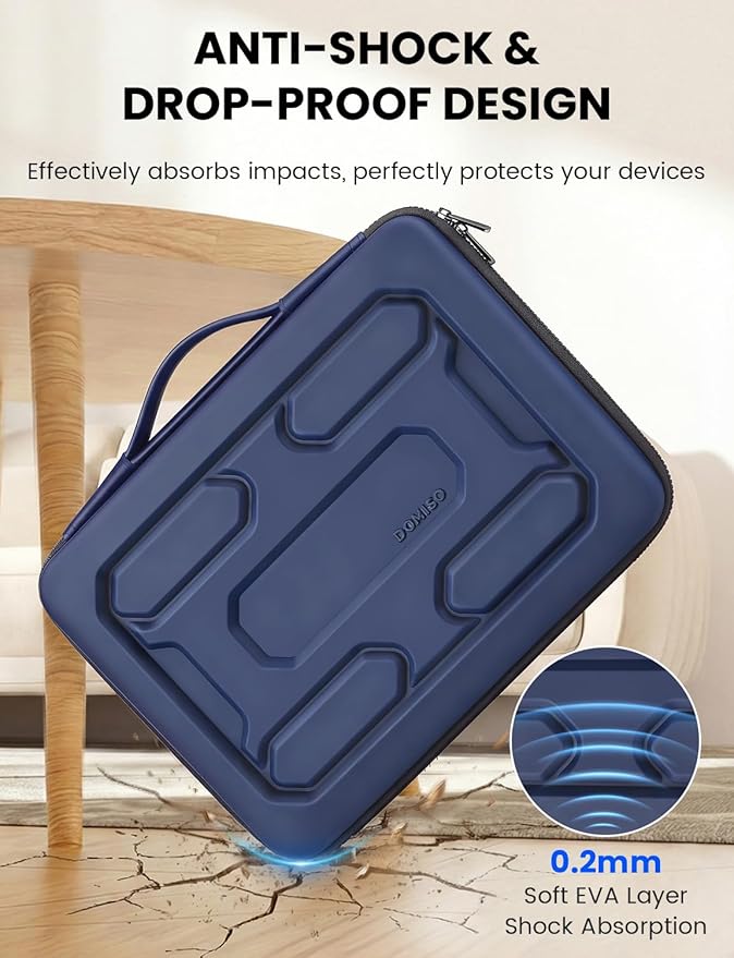 DOMISO Laptop Hard Case 17-17.3 inch Waterproof Shockproof Hard Shell Sleeve with Handle & Storage Pocket, Compatible with MacBook, HP, Dell, Dark Blue
