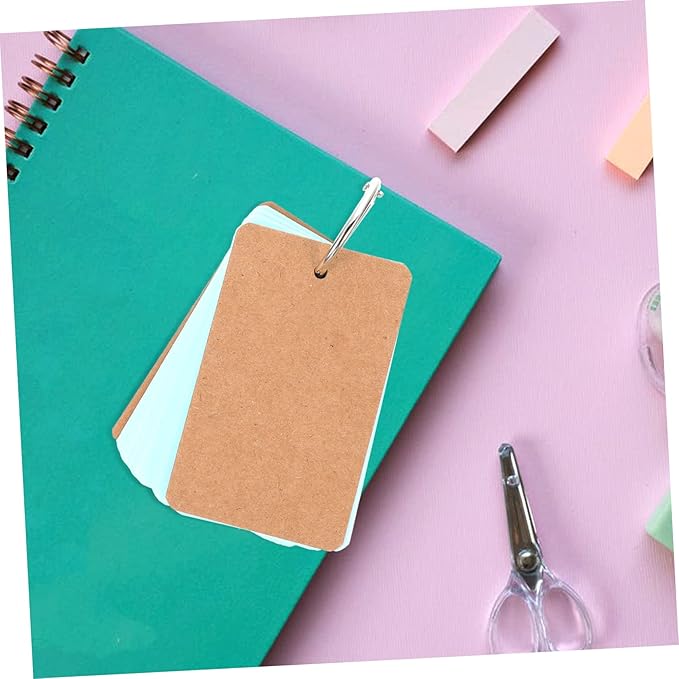 Veemoon 7Sets Blank Memo Cards DIY Flashcards for Studying Creative Writing and Note Taking Mixed Colors with Binder Rings for Students and Office Use