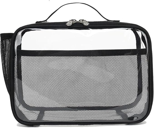 GYEUKHAM Insulated Lunch Box for School, Thermal Reusable Durable Freezable Lunch Bags for Kids Boys Girls Men Women - Small Soft Cooler Portable Lunch Tote Kit for Work Picnic Travel,Clear Black