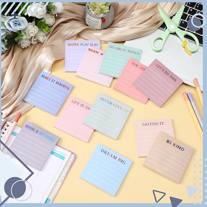 Yinder 24 Pcs Inspirational Sticky Notes Cute Motivational Sticky Notes Pad End of Year Employee Appreciation Gifts Bulk for Teacher Nurse Coworkers Office Supplies 3 x 3'' (Motivational,Aesthetics)