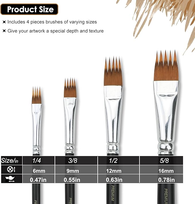 GACDR Paint Brush Comb Set - 4PCS Professional Grainer Brushes for Acrylic Painting, Oil & Watercolor - Texture Brushes for Artists & Beginners, Short Handle