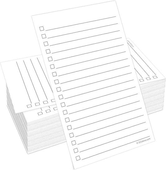 321Done To-Do Check List Cards, 3x5 Index Cards with Checkboxes, Double-Sided Checklist Note Card, Pack of 50, Daily Task List, Narrow-Ruled, Made in USA