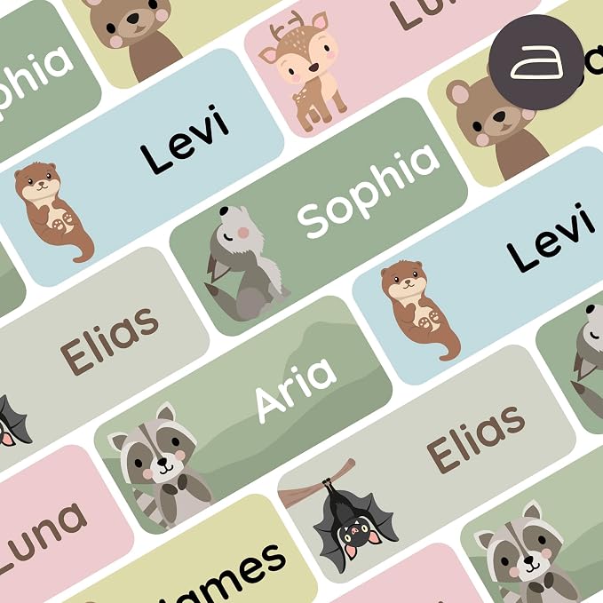 Iron-On Name Labels & Clothing Labels for Nursing Home (120) – Iron On Name Tags & Name Labels for Clothing & Clothes, School & Daycare – Waterproof - Forest Animals