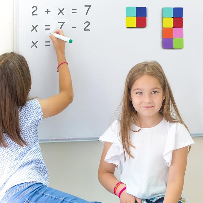 24 Pack Square Magnetic Whiteboard Erasers, Mini Dry Erase Board Erasers for Kids and Students, 8 Color