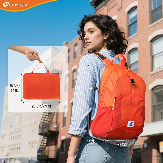 SKYSPER Small Packable Hiking Backpack 20L Anti-theift Travel Daypack | RFID Ultralight Foldable Walking Backpack with Water Bottle Holder, Nylon, Multi-compartment, Everyday Carry for Men Women