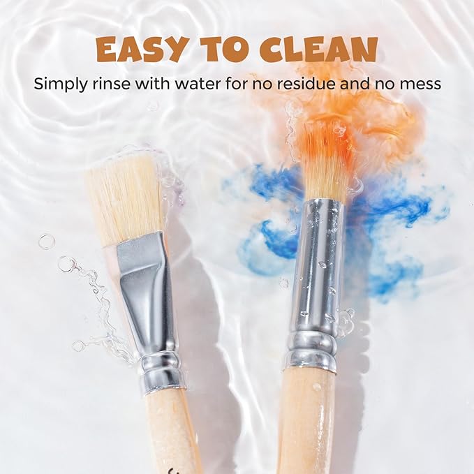 JUPITEARTH Jumbo Paint Brushes for Kids, Easy Grip Round and Flat Toddler Paint Brushes with Natural Wood Handles for Washable Paint and Acrylic Paint, 10 Pcs