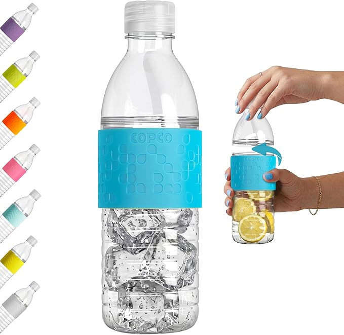 Copco Hydra 16.9 oz Water Bottle – Leak Proof, Tritan Durable, BPA Free, Dishwasher Safe, Twist Open Body for Ice & Easy Cleaning, Silicone Non-Slip Grip, Portable for Gym & Office (Light Blue)