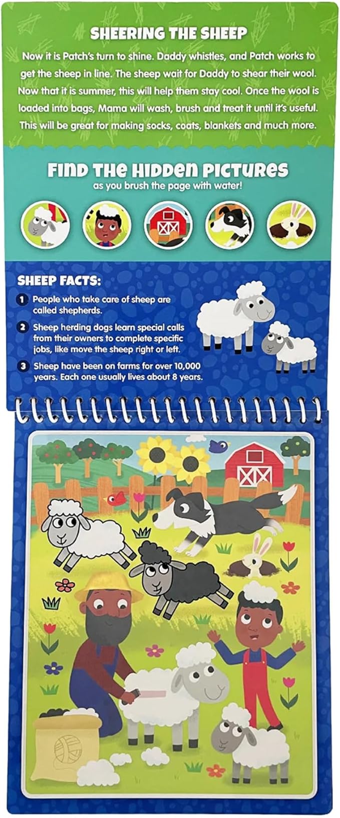 KangaToys Fun on The Farm Aqua Brush Activity Book - Reusable Water Coloring for Kids - Mess-Free Travel-Friendly Fun