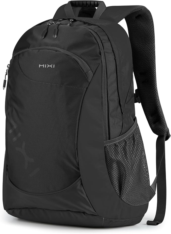 mixi 45L Ultra Lightweight Waterproof Travel Backpack, 21 inch Casual Daypack for Men Women, Durable Spacious Bag for Travel, Sports, Camping, Hiking & College, Black