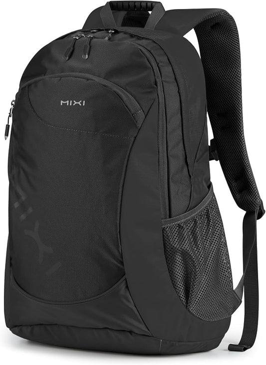 mixi 45L Ultra Lightweight Waterproof Travel Backpack, 21 inch Casual Daypack for Men Women, Durable Spacious Bag for Travel, Sports, Camping, Hiking & College, Black