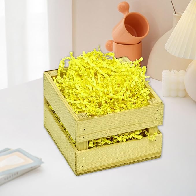 1LB Crinkle Cut Paper Shred Filler, Paper Shreds for Basket Fillers, Birthday, Gift Wrapping, Anniversary, Wedding, Halloween, Thanksgiving, Christmas Gift Decor Party Filler (Fluorescent Yellow)