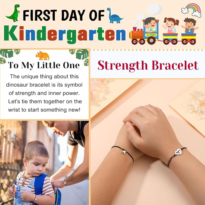 UNGENT THEM Back to School Bracelet Mother Son Dinosaur First Day of School Gifts for Boys Girls