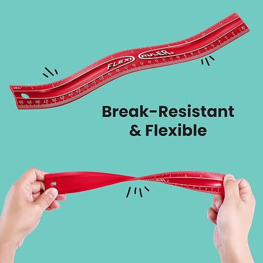 It's Academic Flexi Rulers, 12-inch Flexible Non-Breakable Ruler, 12-Pack, Assorted