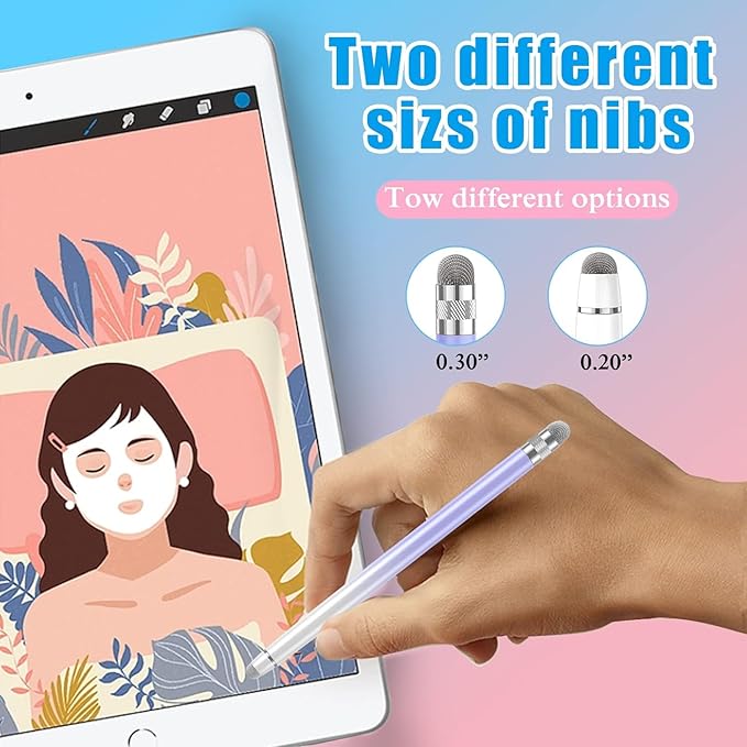 Bopomofo 2PCS Stylus Pens for Touch Screens,Stylus Pen for iPhone/iPad/Tablet Android/Microsoft Surface,Compatible with Touch Screens(White Pink/White Purple)