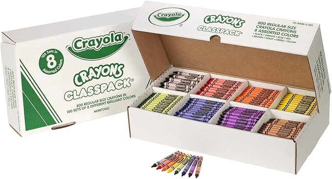 Crayola Crayon Classpack (800ct), Bulk Crayons for Kids, School Supplies, Preschool Teacher Classroom Must Haves, Ages 5, 6, 7