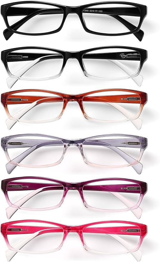 Gaoye Reading Glasses for Women, 6 pack Fashion Readers for Women Men Spring Hinge Eye Glasses, Blue Light Reading Glasses
