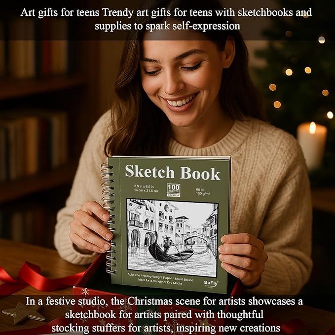 SuFly Small Sketchbook, Sketch Book 5.5 X 8.5, Pack of 1 (68lb/100gsm), 100 Sheets Artist Sketch Pad, Acid Free Drawing Paper, Art Paper for Drawing and Painting & Adults.