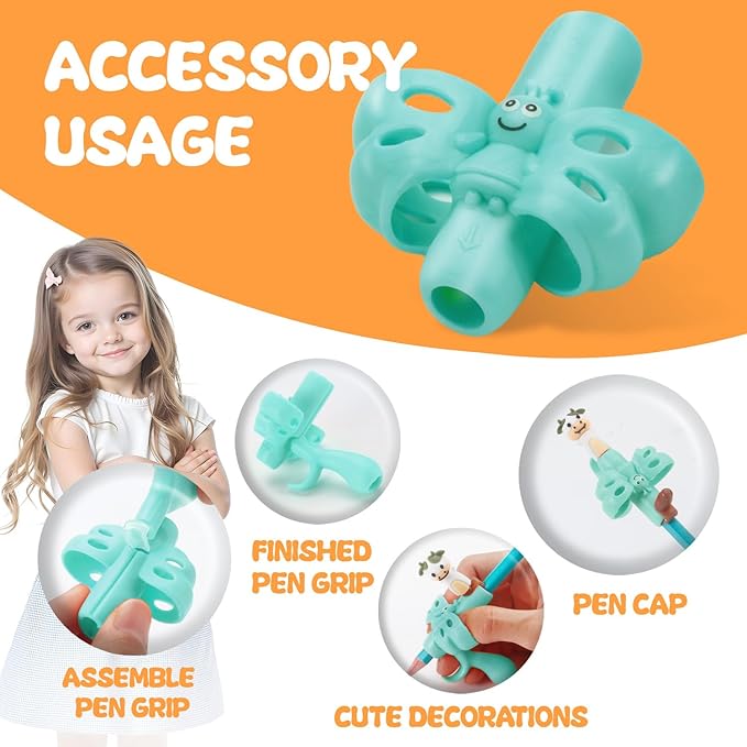 18 Pack Preschool Pencil Grips for Kids Handwriting Pencil Grippers Pen Control Training Writing Posture Correction Tools for Kids Toddler Children, Fits Pencils, Pens, Crayons (Sophie Blue)
