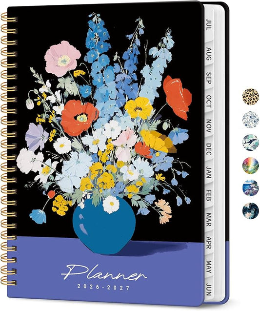 Planner 2026–2027, Weekly & Monthly Academic Organizer for School Year, Jul 2026–Jun 2027, Hardcover Planner with Tabs, Back to School Essential, 6.3" x 8.5", Quiet Meadow