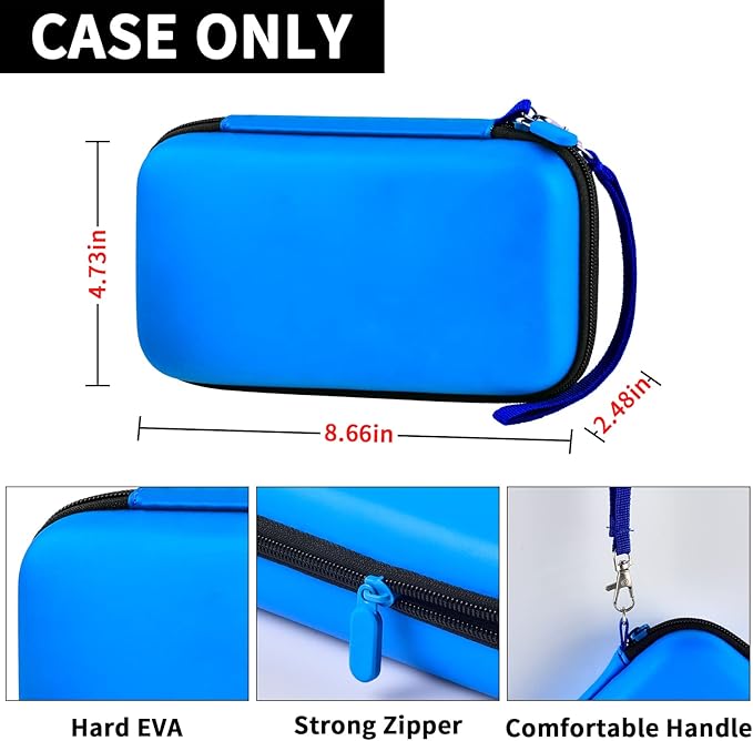Graphing Calculator Case Compatible with Texas Instruments TI-84 Plus CE/TI-83 Plus CE, Hard Storage Holder for Students, School & Library Study, Mesh Pockets,Pen Holder Hand Strap Case Only Blue