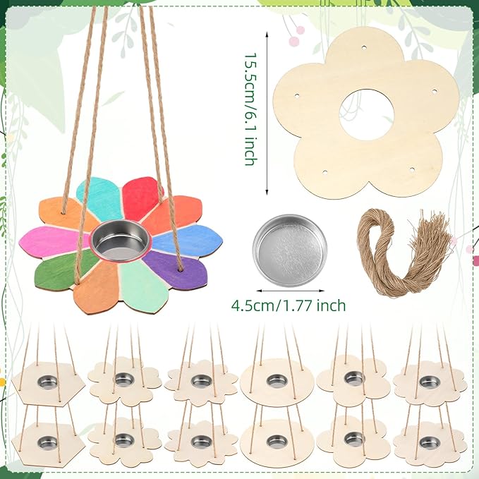 DoubleFill 24 Pcs Bird Feeder Craft Kits for Kids Ages 3-8 Make Your Own Bird Feeders Kids Arts and Crafts DIY Wooden Art Painting Flock Feeders for Outside DIY Vbs Crafts