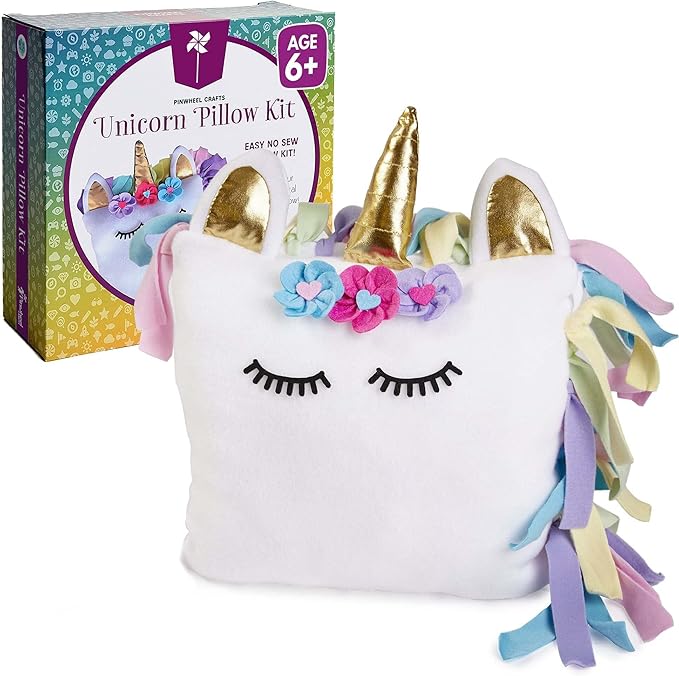 Unicorn Pillow Kit - No Sew Unicorn Craft Kit - Gifts for Girls, Arts and Crafts for Kids Ages 4-8 - Unicorn Toys for 6 Year Old Girl Gifts, Birthday, Easter, Toddlers, Teens