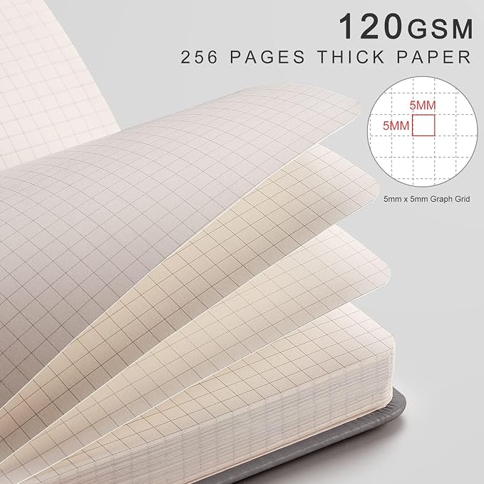 EMSHOI Graph Grid Journal Notebook, 256 Pages, A5 Size (5.7'' x 8.3'')