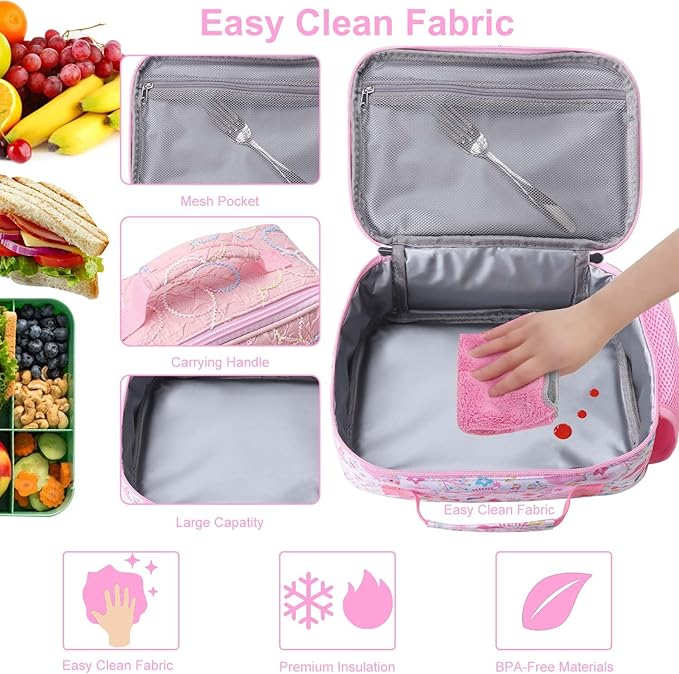 RHCPFOVR Kids Lunch Bag - Insulated Lunch Box for Boys Girls,Washable Lunch Bag and Reusable Toddler Leak-proof Lunchbox for School and Daycare