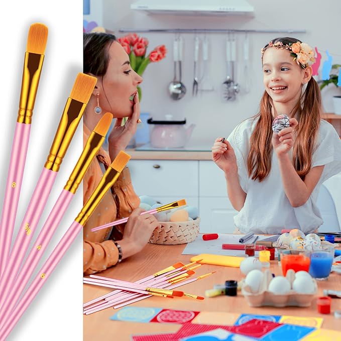 Paint Brushes Set, 30 Pcs Paint Brushes for Acrylic Painting, Oil Watercolor Acrylic Paint Brush, Artist Paintbrushes for Body Face Rock Canvas, Adult Drawing Arts Crafts Supplies, Pink