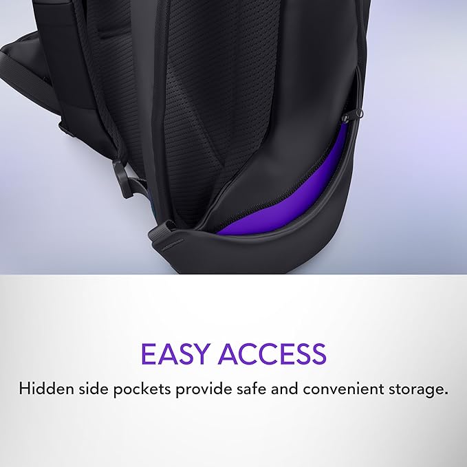 Alienware 16 Backpack - AW5625P - 21L Capacity, 3D Breathable mesh, Magnetic pocket organizers, RFID safe pocket, Weather resistant, 3D Iridescent reflective Alienware logo - Alienware Black