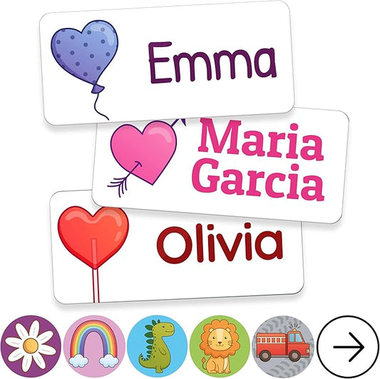 TagBuddy® Personalized Daycare Name Labels for Kids [140pcs] - Waterproof Name Stickers for School, Baby Bottles & Clothing - Custom Name Stickers - Washable Stick On Labels (1.2”x0.5”)