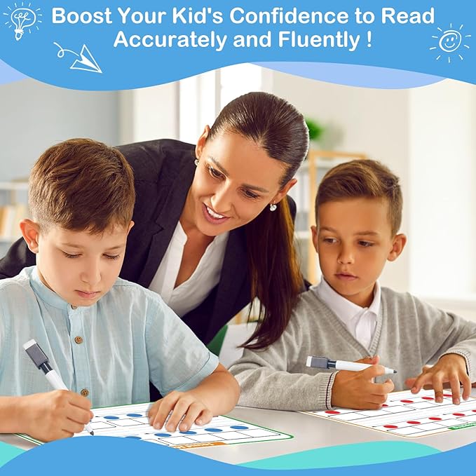 Aizweb 12 Pack Elkonin Boxes Phonemic Awareness Boards,9" x 12" Syllable Dry Erase Whiteboard,Speech Therapy Material Phonics Games,Science Reading Manipulatives for Preschool,Pre-K&Kindergarten