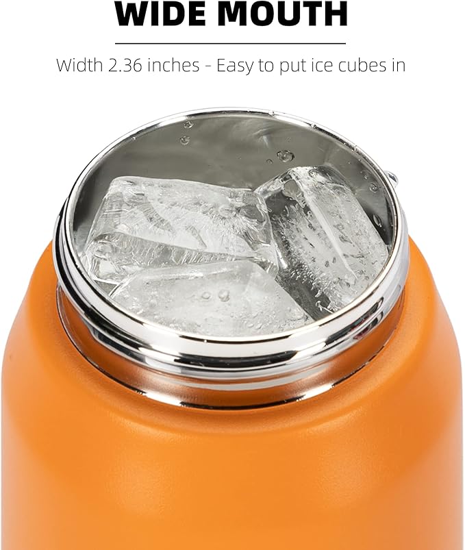 Fanhaw 24 Oz Kids Insulated Stainless Steel Water Bottle with Straw Lid, Leakproof & Anti-Dust Everyday Use Bottle for School, Women & Men, Back to School Essentials (Yellow Orange)