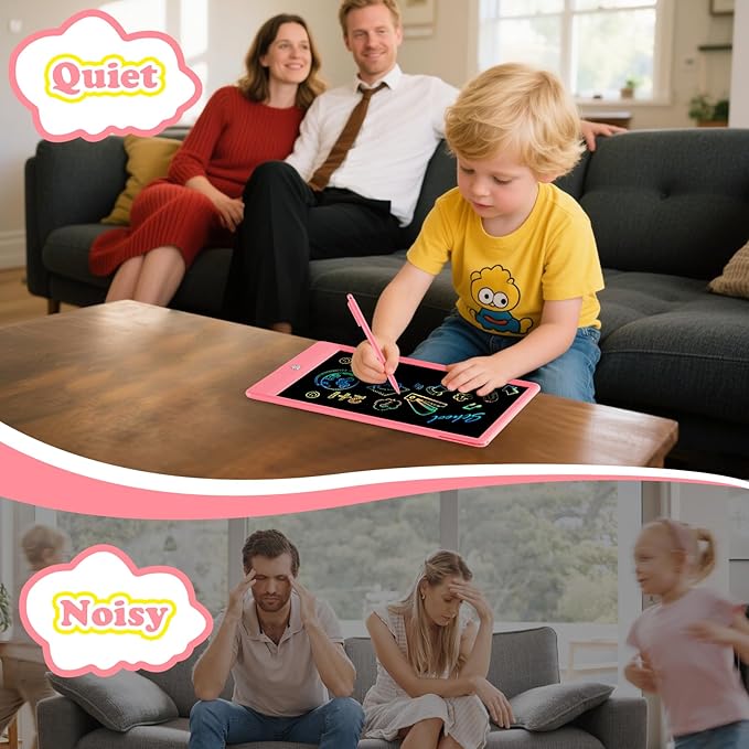 EooCoo LCD Writing Tablet for Kids, 10 Inch Colorful Doodle Board Drawing Pad 2 Pack, Learning Toys for Toddlers, No Mess Coloring Books for Travel, Easter Basket Stuffers