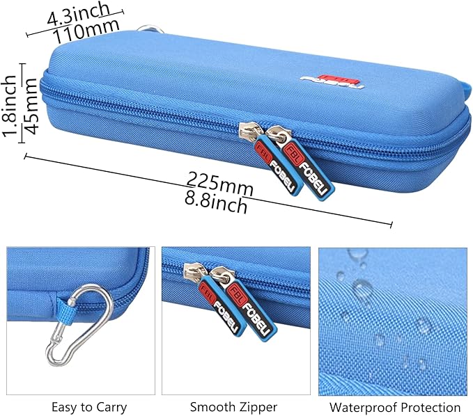 FBLFOBELI Hard Case for Texas Instruments TI-84 Plus CE/TI-84 Plus/TI-83 Plus/Casio fx-9750GIII Color Graphing Calculator, Mesh Pocket for Pens, Cables and Other Accessories (Case Only) (Blue)