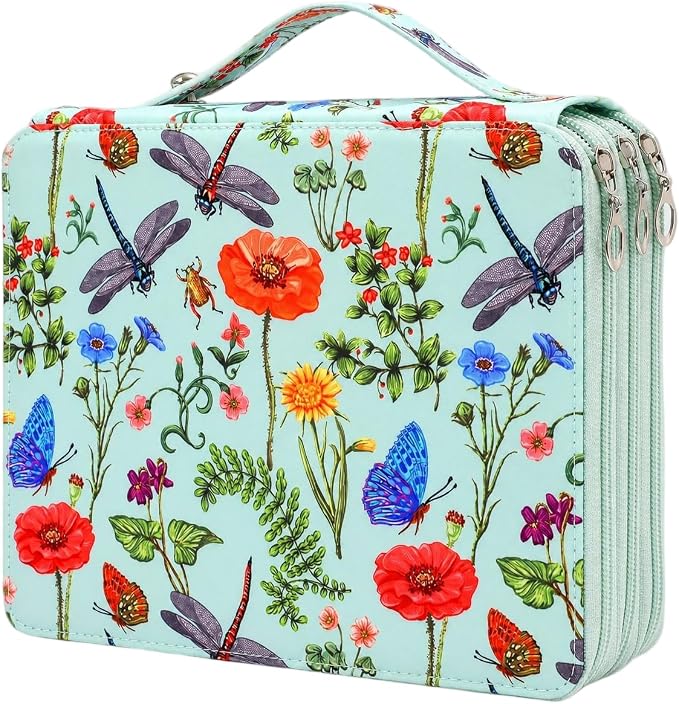 120 Slots Colored Pencil Case Organizer, 3 Layer Bag | Twill Oxford fabric,127 elastic loops,detachable handle,for travel, home storage,drawing tools,creative gifts