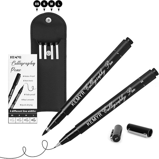 KEMYR 4 Micro Fine liner Drawing Art Pens Calligraphy Pens: XS-L Size Black Art supplies Waterproof Archival Black Ink Markers For Artists,Use for Professional Watercolor,Sketching