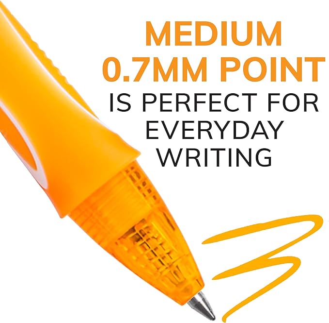 BIC Gelocity Quick Dry Assorted Colors Gel Pens, Medium Point (0.7mm), 12-Count Pack, Retractable Gel Pens With Comfortable Full Grip