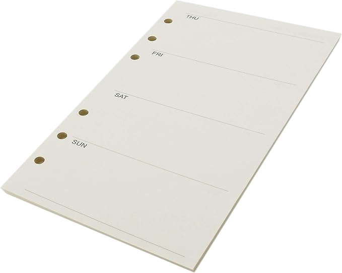 Zelten Refills/Loose Leaves for A5 Cover Ring Binder/Personal Organizer/Planner(A5 6 Holes, Weekly Plan)