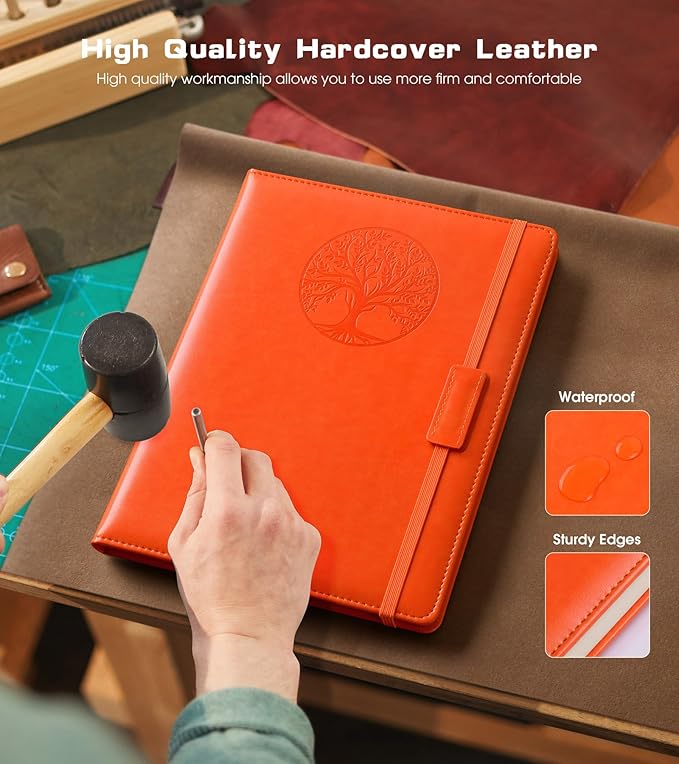 Lined Journal Notebook for Women Men,256 Thick Pages,A5 Hardcover Vintage Leather Journal for Writing,Travel,Business,Work, School,College Ruled Notebooks for Note Taking,Daily Diary 5.7"×8.3"
